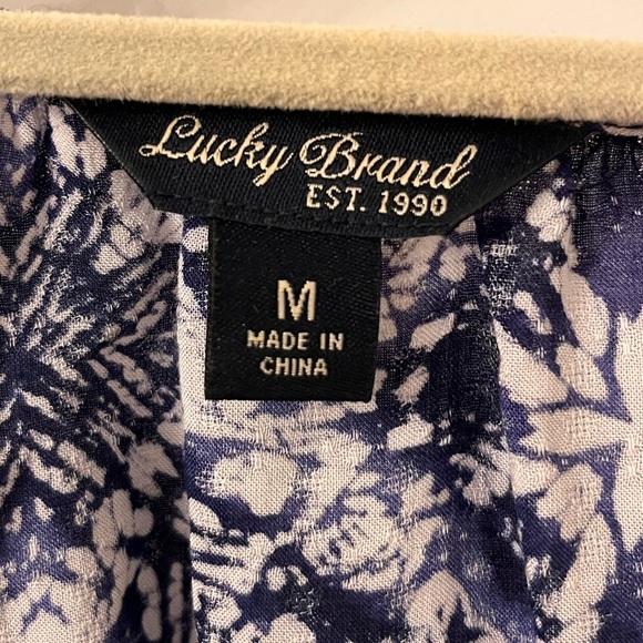 Lucky brand boho navy and white blouse - Picture 2 of 5